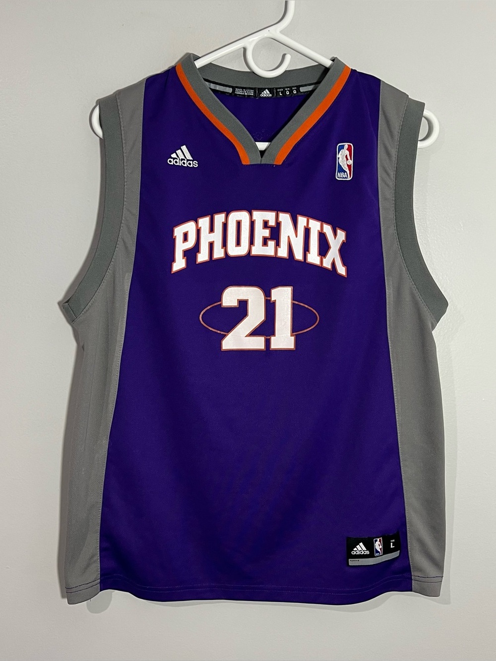 Adidas NBA Phoenix Suns Alex Len Purple Gray Basketball Jersey Youth Size Large